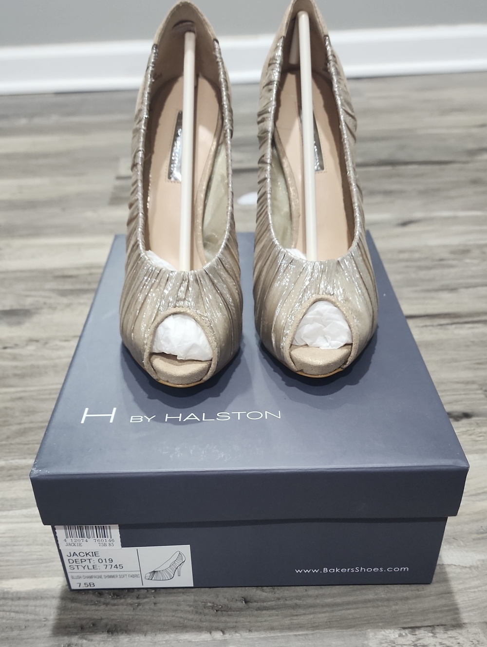 H by Halston Metallic Gold Peep-Toe Ruched Pumps